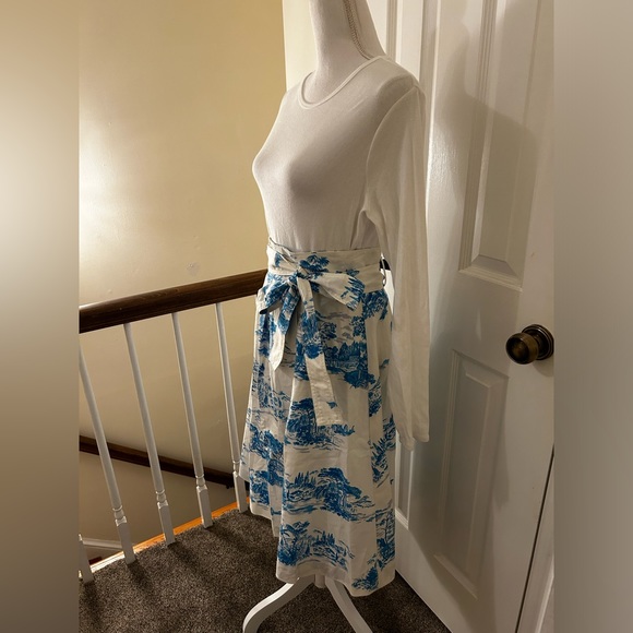 Ann Taylor Floral Toile Pleated Tie Waist Midi Skirt NWT! - Picture 11 of 14